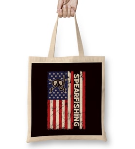 Spearfishing American US Flag Spearfisher Speargun Spear Bez Çanta Uzun Saplı