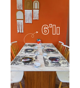 Toile de Jouy  %100 Pamuk 6’lı Amerikan Servis Seti 37x42 cm - ZT300 (Siyah)