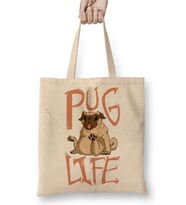 Thug Life Köpek Pug Life Bez Çanta Uzun Saplı