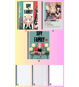Spy x familyA4 defter 3 adet çizgili + kareli + çizgisiz büyük boy 21*29 cm süper set