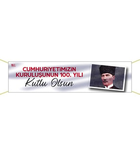 Yüzüncü Yılımız Kutlu Olsun Kumaş Pankart-3 (Kırmızı)