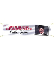 Yüzüncü Yılımız Kutlu Olsun Kumaş Pankart-3 (Kırmızı)