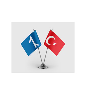 Avşar Boyu ve Türkiye Bayrağı İkili Saten Masa Bayrağı Takımı