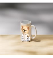 Pijamalı Kahveli Köpek Baskılı Porselen Kupa - Köpek Severlere Hediye Komik Kupa