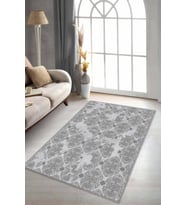 Kahverengi Damask Desen Kaymaz Tabanlı Dekoratif Halı AL002 - 100 x 160 cm