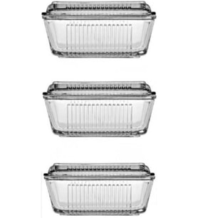 Tereyağlık Kahvaltılık Cam Saklama Kabı 3'lü Set 97711