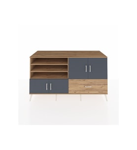 Kronos Konsol 5 Raflı Tek Çekmeceli 4 Kapaklı 176x59x99 Çam-Antrasit/Çam