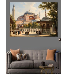 Ayasofya Cami Tarihi Manzara Dekoratif Kanvas - Mdf Ahşap Tablo