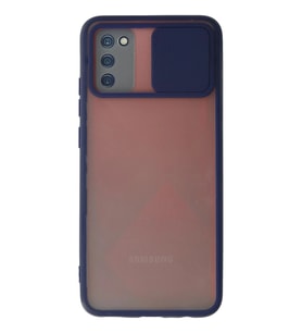 Durukar® Samsung Galaxy A03S Kılıf Palm Buzlu Kamera Sürgülü Silikon - Lacivert