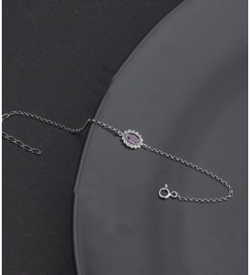 925 Ayar Gümüş Oval Ametist Model Bileklik