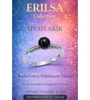 Sertifikalı Kadın Enerji Sirkülasyon Yüzüğü – Siyah Akik Ayarlamalı İnce Akrep Oğlak Yengeç Burcu (Çok Renkli)