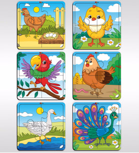 BK Toys Çocuklar İçin Eğitici-Öğretici Ahşap 4 Parça Yapboz Puzzle (6 Adet) - Model 4