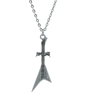 Megadeth Elektro Gitar  Zincir Kolye - Gümüş Kaplama - Erkek Kadın Kolye - Kod:1084