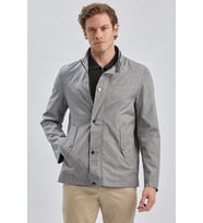 Gri Dik Yaka Yarım Astar Comfort Fit Rahat Kesim Casual Mont 1007240150