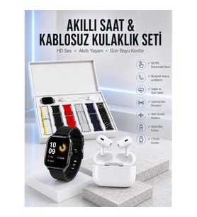 Mey İthalat® 7 Kordonlu Akıllı Saat Ve Yeni Nesil Kulaklık Dokunmatik Ekran Android ve İOS Uyumlu