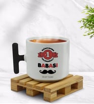 BK Gift Kişiye Özel Dünyanın 1 Numaralı Babası Tasarımlı Siyah T Kulplu Middle Kupa Bardak-1