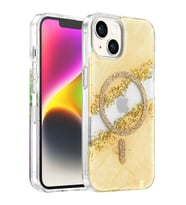 Onegif Apple iPhone 14 Lotus Simli Magsafe Kapak - Gümüş