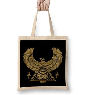 Golden Egyptian Eye of Horus Wadjet Bez Çanta Uzun Saplı