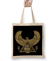 Golden Egyptian Eye of Horus Wadjet Bez Çanta Uzun Saplı