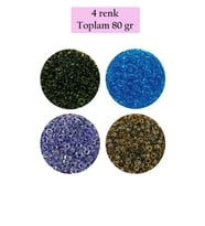 Dökme Cam Kum Boncuk (8/0) 3 mm - 4 Renk - Toplam 80 Gram - BNC425