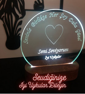 SEVGİLİYE ÖZEL HEDİYE - SENİ SEVİYORUM GECE LAMBASI - DEKORATİF DEKOR ÜRÜNÜ (Ahşap)
