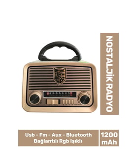 Yüksek Sesli Fiş Priz Şarjlı & Pilli Fm Bluetooth Usb Mp3 Aux TF Sd Dekoratif Nostaljik Radyo