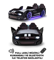 Siyah Arabalı Yatak Kapıları Açılan Mustang Full Ledli Kumandalı ve Müzikli