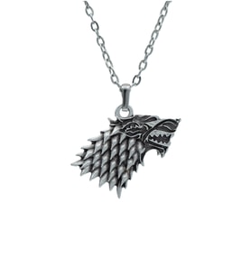 Game Of Thrones Stark Kurt Erkek Kadın Kolye Antik Gümüş Kaplama - 60 cm Düz Zincir