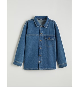 LCW Kids İndigo Uzun Kollu Erkek Çocuk Jean Gömlek