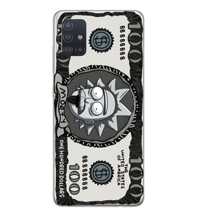 Samsung Galaxy A51 Uyumlu Rick Para Tasarımlı Şeffaf Telefon Kılıfı