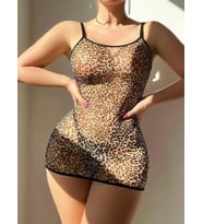 Amora Secret Leopar Desenli Sırt Dekolteli Gecelik