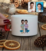 Kişiye Özel Karikatürlü Kankaya Erkek Kardeşe Abiye Hediye Lüks Fincan Doğum Günü Hediyesi
