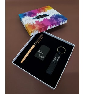 Kişiye Özel Hediyelik Premium Set & İsme Özel Metal Roller Kalem Çakmak Ve Anahtarlık - Hediyelik Set , İsme Özel Kutulu Hediye Seti