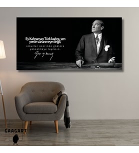 Panoramik Kanvas Makam Panosu Atatürk Sözleri Kahraman Türk Kadını