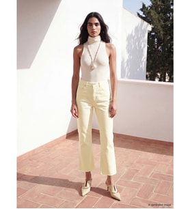 LCW Jeans Sarı Crop Flare Kadın Jean Pantolon
