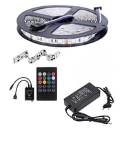 5 Metre 12V 120 Ledli RGB İç Mekan Şerit Led 5A Plastik Adaptör Sese ve Müziğe Duyarlı Led Kontrol Ü