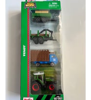 Mini Work Özel Üretim Yeşil İş Makinaları Metal Traktör Seti 4 Parçalı Set 8 Cm Arabalar (Çok Renkli)
