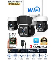 SNR3 Wi-Fi 4 Kameralı 3 PTZ Motorlu Güvenlik Kamerası 20MP Gece Görüşlü Sesli Akıllı Kamera