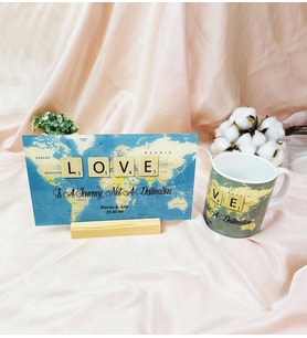 Kişiye Özel Love Travel Journal Tasarımlı Kupalı Hediye Seti