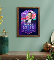 BK Gift Kişiye Özel Doğal Masif Ahşap Çerçeveli Tablo 30x40cm Futbolcu Kartı-2