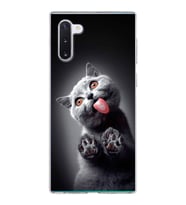 PrintiFy Samsung Galaxy Note 10 ile Uyumlu 1mm Slim Fit Kedi 2 050c Baskılı Şeffaf  Kılıf