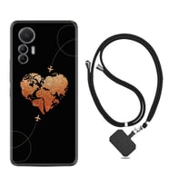 Xiaomi 12 Lite Kılıf Silikon Boyun Askılı İpli Desenli Silikon Plane Heart 1721