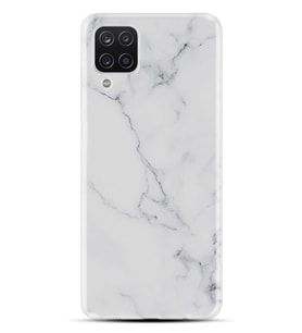 Kılıfland Samsung Galaxy A12 Kılıf Silikon Resimli Kapak Beyaz Açık Mermem Stok 1293