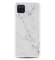 Kılıfland Samsung Galaxy A12 Kılıf Silikon Resimli Kapak Beyaz Açık Mermem Stok 1293