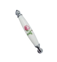 BEYAZ POLİMER KULP KROM AYAK  GÜLLÜ 128 MM / 5 ADET
