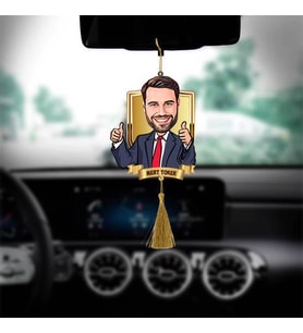 Takım Elbiseli Erkek Karikatürlü Araba Süsü