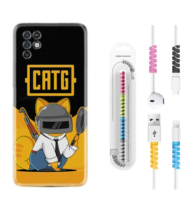 INFINIX Note 11 Pro Note 10 Hot 9 Play Kılıf Kablo Koruma Spiral Silikon Cat G 1677