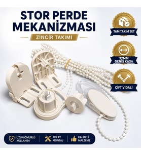 32mm Geniş Kasa Çift Vidalı Takmatik Zincir Takımı Tam Set Zebra Perde Mekanizması