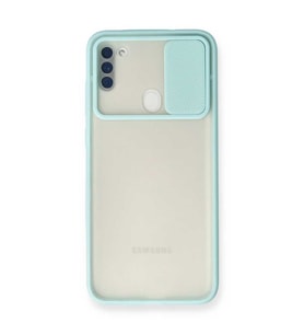 Samsung Galaxy A11 Kılıf Palm Buzlu Kamera Sürgülü Silikon - Turkuaz