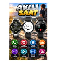 NFC Uyumlu Akıllı Saat Gri Kasa Titreşimli Pusula Nabız ve Tansiyon Ölçer